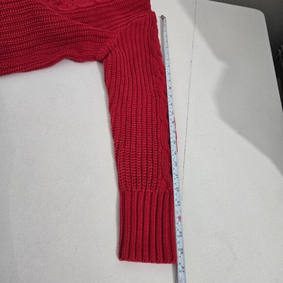 Gap Womens Cable Knit Turtleneck Chunky Sweater Size XL Cozy Red Holiday Heavy - Picture 7 of 10